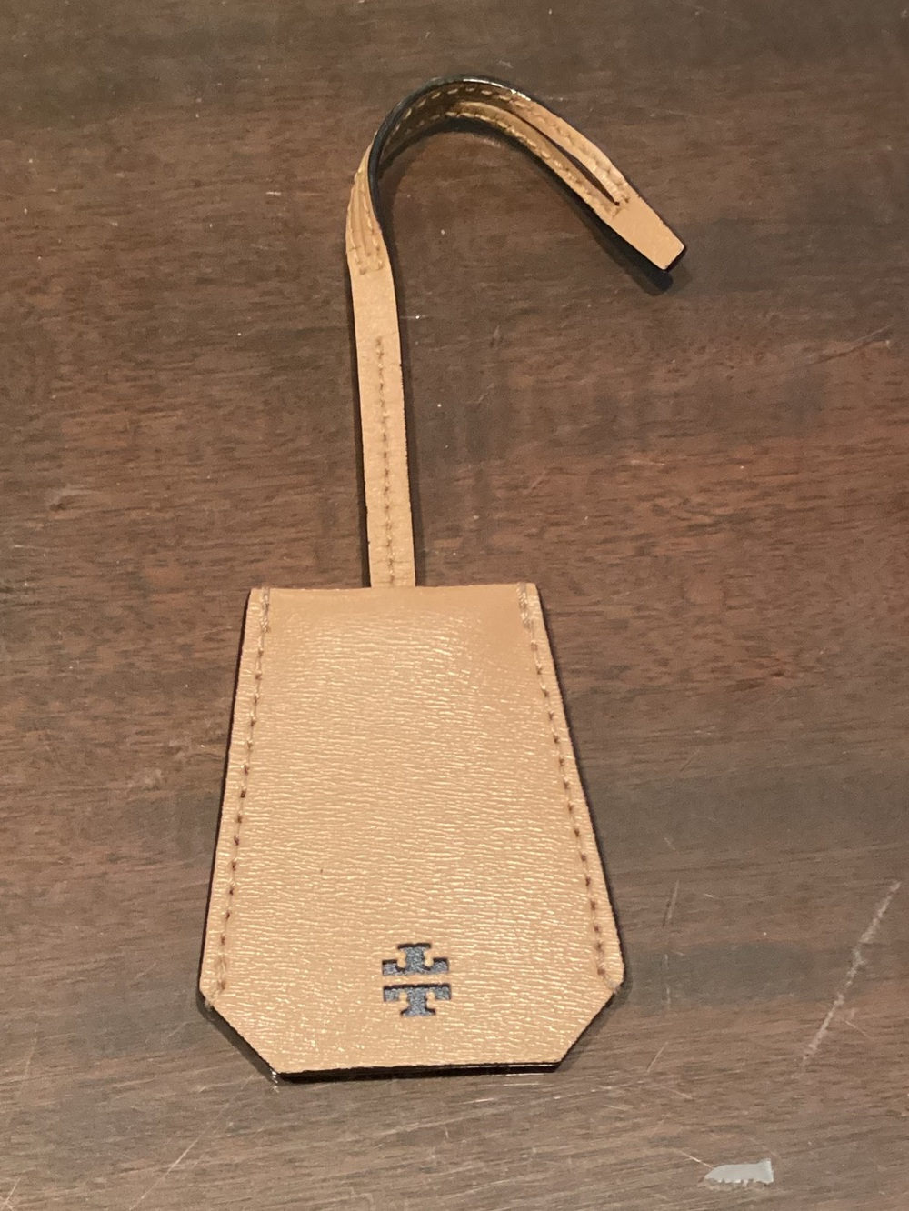 Tory Burch Tan Leather Logo Embossed Handbag Tag